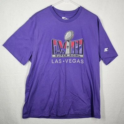 Starter NFL Team Apparel Super Bowl LVIII Graphic Tee Mens XL Purple Las Vegas - Image 1 of 4