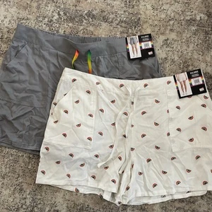 Feeling Proud Womens Shorts Set XXL Rainbow Pride White Gray Elastic Waist Tie - Picture 1 of 12