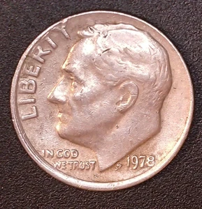 1978-P Roosevelt Dime 10C Off-Center Strike Circulated Condition Philadelphia - Picture 1 of 2