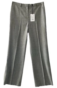 Theory Light Gray Wide Leg Sleek Virgin Wool Flannel Trouser Pants Size 8 NWT - Picture 1 of 3