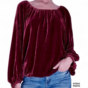 Top de terciopelo Mes Demoiselles Paris Gianni XL rojo borgoña mezcla de seda vacaciones lujo - Imagen 1 de 13