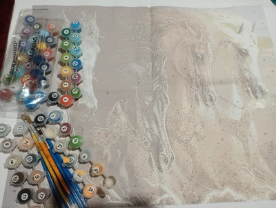 Paint by Numbers Horses  DIY Acrylic Painting Mixed colors lot - image 1 of 4