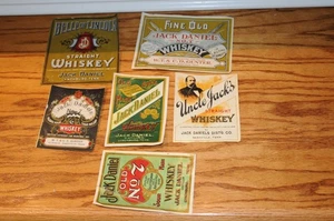 Jack Daniels Whiskey Distillery Reproduction Labels Set - 6 Bottle Labels Advert - Picture 1 of 24