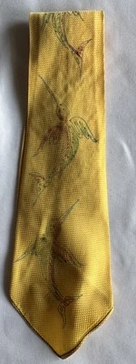 Vintage Necktie Hand Painted Swordfish Sunny Yellow, Lt. Blue, Red Men’s 3.5x 48 - Image 1 of 4