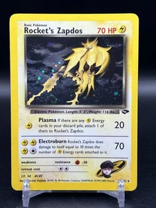 2000 Pokemon TCG Gym Challenge 15/132 Rocket's Zapdos Holo Rare English NM - Picture 1 of 4