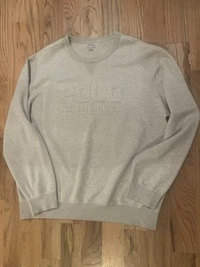 Polo Ralph Lauren Men's Gray Embossed Logo Print Double Knit Pullover Sweatshirt - Picture 1 of 6