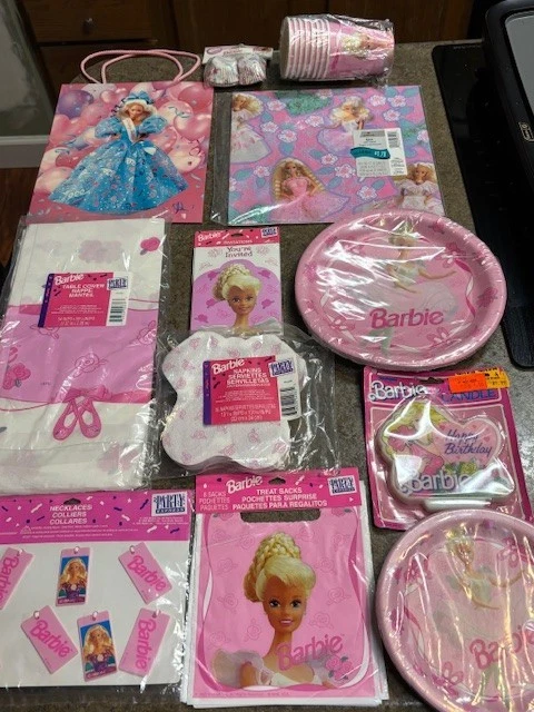 Vintage Barbie Party Supply Decorations Lot New In Original Package - Image 1 of 4