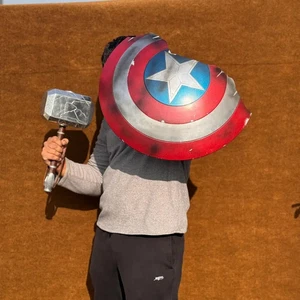 Captain America Broken Damage Shield & Thor Mjolnir Mighty Hammer Best Gift - Picture 1 of 6