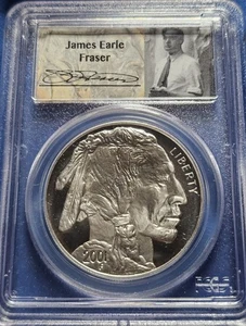 2001-P $1 Buffalo Silver Dollar. In PCGS PR 69 DCAM. James Frazier Label - Picture 1 of 2