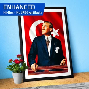Atatürk Poster mit Bordüre, Türkei Kunst — Mustafa Kemal Atatürk Druck - Bild 1 von 12