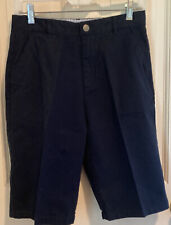 E-Land Boys Shorts Navy Blue Bermuda Flat Front Uniform 100% Polyester Size 16