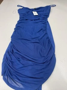 Windsor- Women’s Royal Blue Short Mesh Dress- Size M- With Stain - Picture 1 of 3