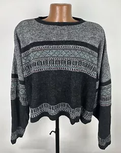 Maglione sci ritagliato vintage anni 90 UOMO XL relaxed grigio erica geometrico slouchy - Foto 1 di 13