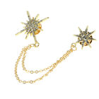 Women Men Star Chain Brooches Pins Metal Rhinestone Jewelry Party Brooch Gift