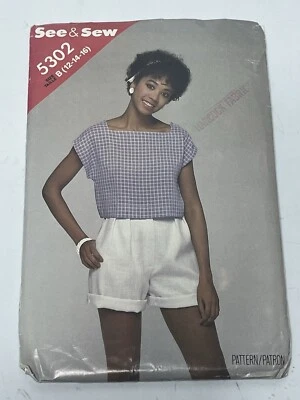 Top & Shorts Vintage Size 12-16 UNCUT Pattern 5302 Short Shorts Crop Top Loose - Image 1 of 2