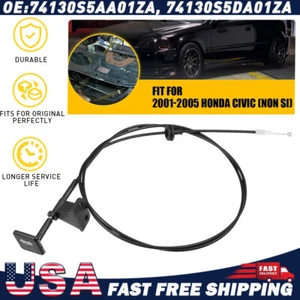 Hood Latch Release Cable with Handle Pull Fits For 2001-2005 Honda Civic Non Si - Picture 1 of 8