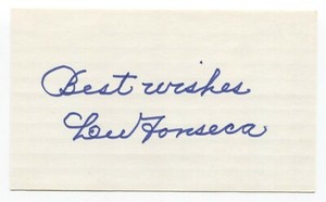 Lew Fonseca Signed 3x5 Index Card Baseball Autographed Signature