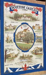 VTG Clive Mayor Scottish Castles Tea Towel Cotton Made in Britain 20"x28" Decor - Picture 1 of 11