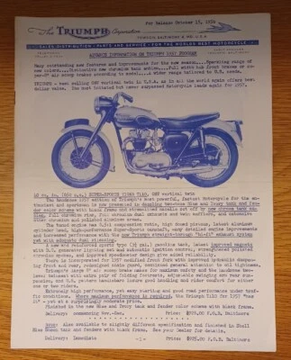 复古 1956 年凯旋经销商销售手册目录小册子 — 第 1/4 张图片