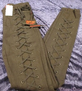 Hot Topic Tripp NYC Black Lace Up Denim Jeans Pants Juniors Size 25/1 New! - Picture 1 of 4