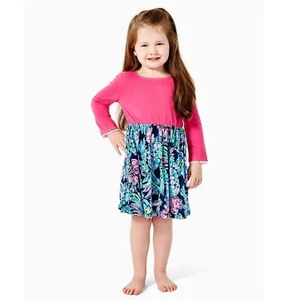 Lilly Pulitzer Girl Giavanna Dress Cotton Kids Lace Printed L 8-10 Years 259979 - Picture 1 of 7