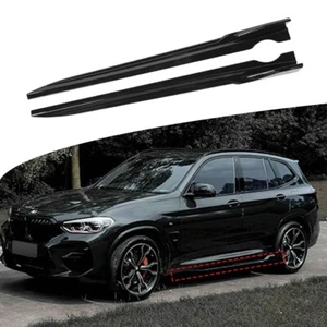 2PCS Side Skirts Diffusers Body Trims Fits For BMW X3 G01 2018-2024 Glossy Black - Picture 1 of 6