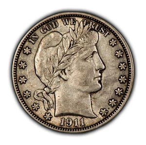 1911 50c Barber Silver Half Dollar - Strong Luster - AU - VIDEO - SKU-H3037 - Picture 1 of 4