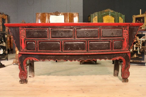 Antique oriental console table in painted wood 800 19th century furniture Cover