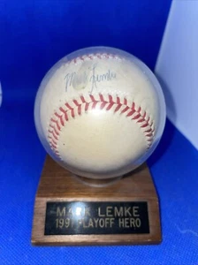 Mark Lemke Autograph National League ONL Signed Baseball Playoff Hero Rare - Foto 1 di 3