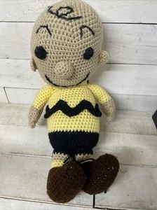 Charlie Brown 19” Crochet Doll Plush Vintage  Fast Shipping - Picture 1 of 10