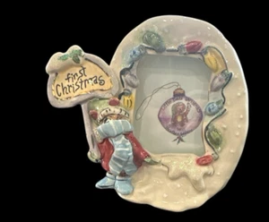 Marco de fotos de Navidad Heather Goldminc Blue Sky Clayworks Baby’s First de colección - Imagen 1 de 3
