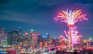 NEUJAHRSFEUERWERK ÜBER SEATTLE Foto Bild Druck 4X6, 5X7, 8X10, 8.5X11 - Bild 1 von 1
