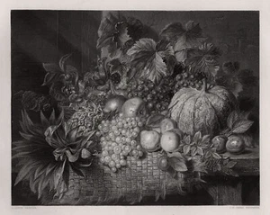 Elegante 1800er George Lance antike Gravur ""Das Sommergeschenk"" gerahmt signiert COA - Bild 1 von 3