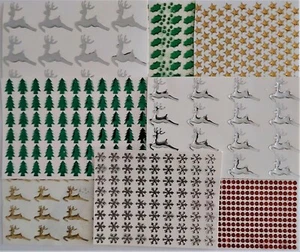 1000! Paquete autoadhesivo navideño de pegatinas de gemas en 7 tarjetas - Imagen 1 de 3