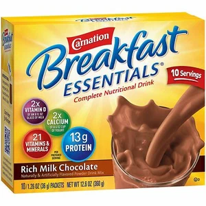 Nestle Carnation Breakfast Essentials Complete Nutritional Drink Chocolate 60 Ct - Picture 1 of 7