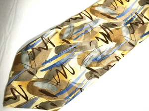 J. Garcia Mens Necktie Tie Cyclops Rock Yellow Brown Blue Abstract Art Wide 58" - Picture 1 of 6