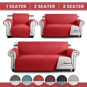Reversible Sofa Slip Covers Waterproof Couch Cover Pet Protector Quilted Throws - Picture 1 of 52