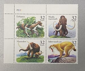 Prehistoric Animals Dinosaurs 32 cent PNB P2222 Block of 4 FREE USA SHIPPING