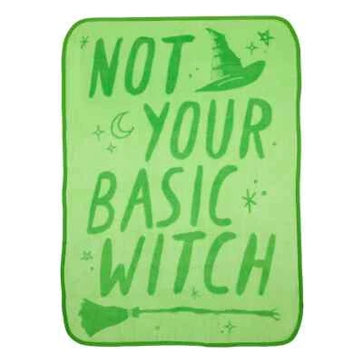 WICKED Not Your Basic Witch Plush Fleece Throw Blanket 46" x 60" Green - Image 1 of 4