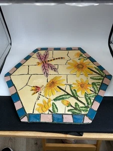 Dragonfly & Daisy - Poly Resin Octagonal Stepping Stone - 13” x 11.5” - Picture 1 of 5