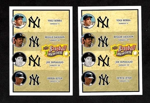 (2) LOT Berra Jackson DiMaggio Jeter - 2008 UD Baseball Heroes #197 - NY Yankees - Picture 1 of 2