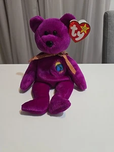 Ty 1999 Beanie Baby Millennium The Bear Purple Stuffed Animal Toy 9" With Ty Tag - Picture 1 of 6