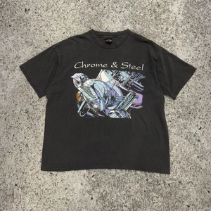 Camiseta Harley Davidson vintage de los años 90 cromada y acero desteñida XL - Imagen 1 de 13