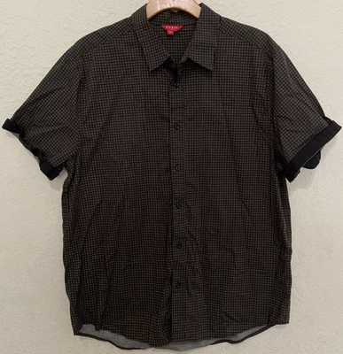 Guess Men's Shirt Size XL Short Sleeve Button Up Cuffed Geometric Pattern - Image 1 of 4