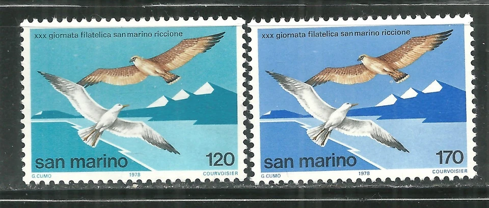 SAN MARINO 929-30 MNH SEAGULL, FALCON, MOUNTAIN PEAKS - image 1 of 1