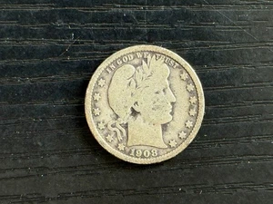 1908 USA - O Barber Quarter - SILVER - ME2619 - Picture 1 of 2