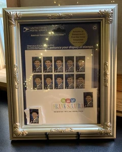 Framed USPS American Commemorative Collectibles ~ Frank Sinatra Stamps & Magnet  - Picture 1 of 10