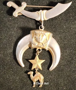 Rare Antique Masonic Shriners Crescent Claw, Scimitar, Pharaoh, Camel pin B1859 - Picture 1 of 13