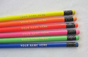 12 matite personalizzate "NEON ASSORTITE" con testo ORO - Foto 1 di 1