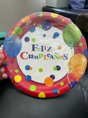 Feliz Cumpleanos 8ct. Dinner Party Paper Plates 8-3/4" New!!! - Image 1 of 2